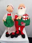 Vintage 30" Annalee Santa and Mrs. Clause Christmas Card Holder Dolls w/ Stands