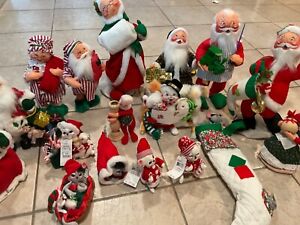 Annalee dolls Christmas Xmas lot of 17 tall small new Santa Claus Mrs Claus