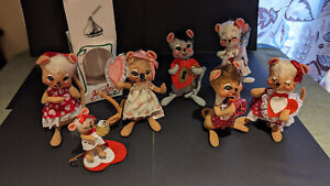 7 Vintage Annalee Mouse/Mice Valentine's Day theme boy/girl couple Hershey Kiss