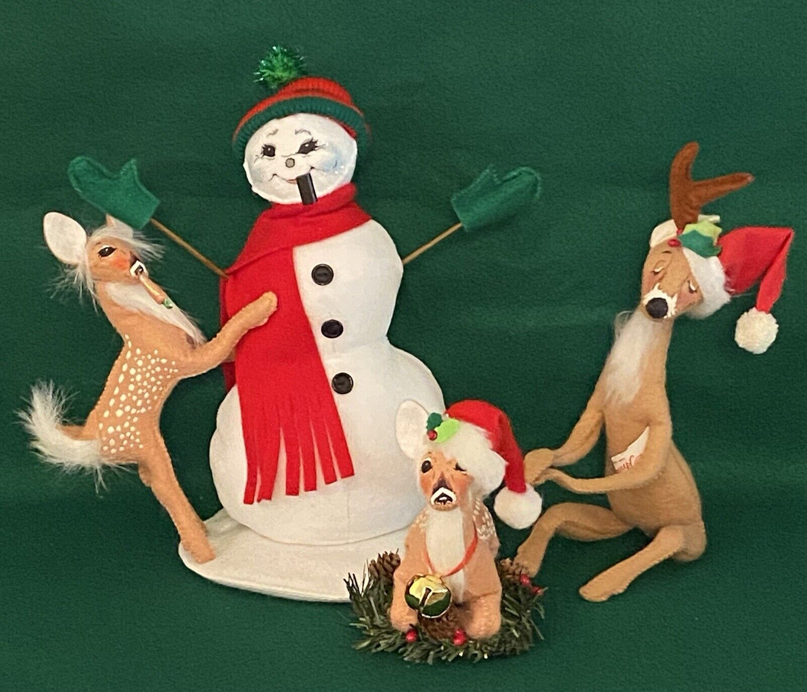 Annalee Christmas Dolls Snowman Deer Lot of 3