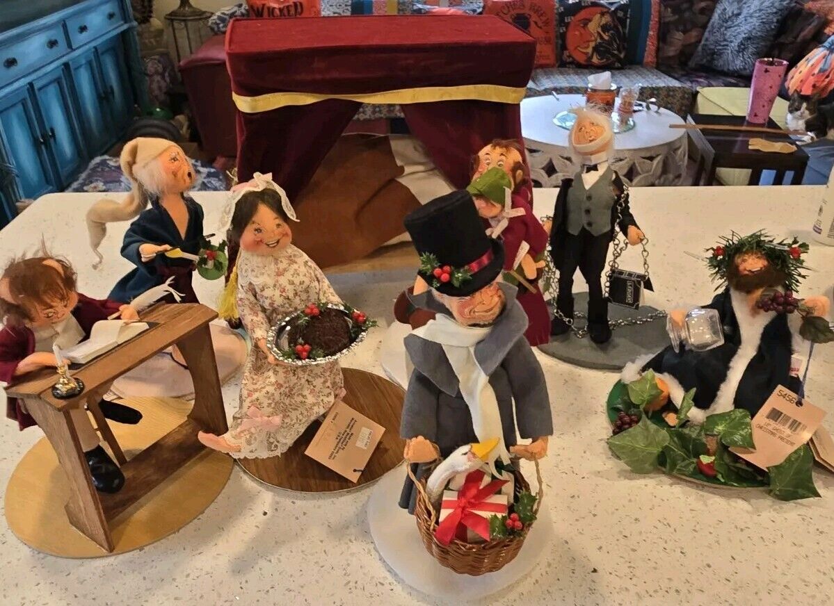 Vtg 5 PC Set Annalee Dickens Scrooge.