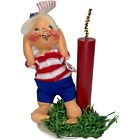 Annalee Dolls 7.5" Patriotic Boy US Flag Firecracker Grass Stand Vintage 1983