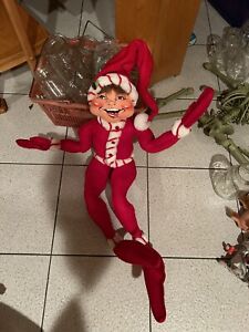 ANNALEE 30 INCH PEPPERMINT TWIST ELF DATED 2008 PERFECT CONDITION