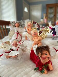 Vintage lot of 14 Christmas Annalee Dolls