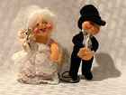 Vintage 1987 Annalee Dolls 3" Bride and Groom Wedding Cake Topper