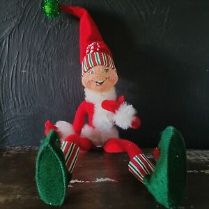 2005 Annalee 20" Red Candystripe Elf, Poseable Christmas Elf
