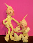 2 Vintage 1990 Annalee 10" Yellow Spring Elf w/Original Hang Tags pointed ears