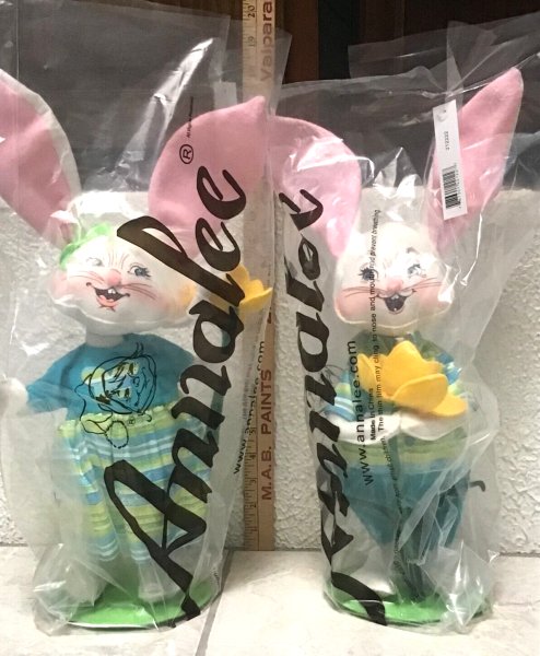 AnnaLee Mobilitee Doll Easter Daffodil Boy & Girl Bunnies Large