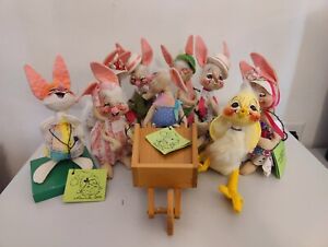 ANNALEE Rare Lot 9 Easter Spring Bunny Rabbit Mice Mouse Ducks Vtg Chicks Egg