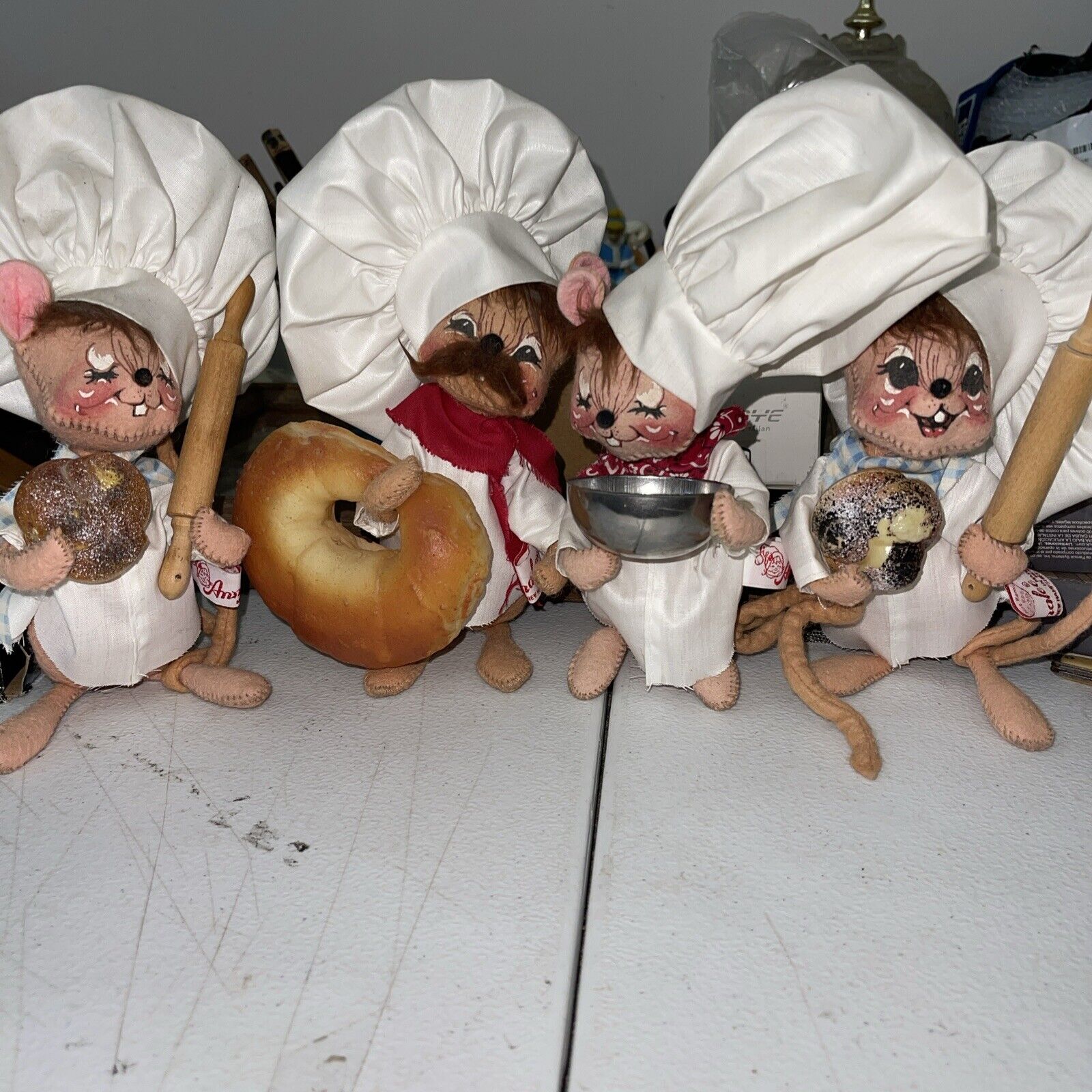 Annalee LOT Baker Chef Mouse Holding Croissant 7" Professional COOK  Mice