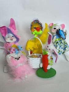 Lot of 5 Annalee Easter & St Spring Mice Bunny Duck 5" Dolls  2019