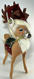 Annalee 16” Reindeer in Burgundy & Evergreen with Gold Reins Doll ~ 2008