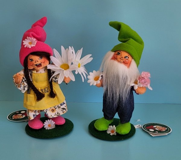 Annalee Doll AIA Exclusive 7in Happy Daisy Boy & Girl Gnome 850523 - 850423 New