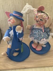 Annalee Easter Parade Bunny Couple Blue Set