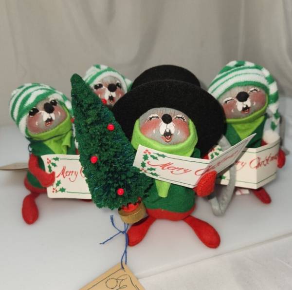 Vintage Annalee Dolls Christmas Mice Mouse Carolers Singing 7705 7754 LOT of 4