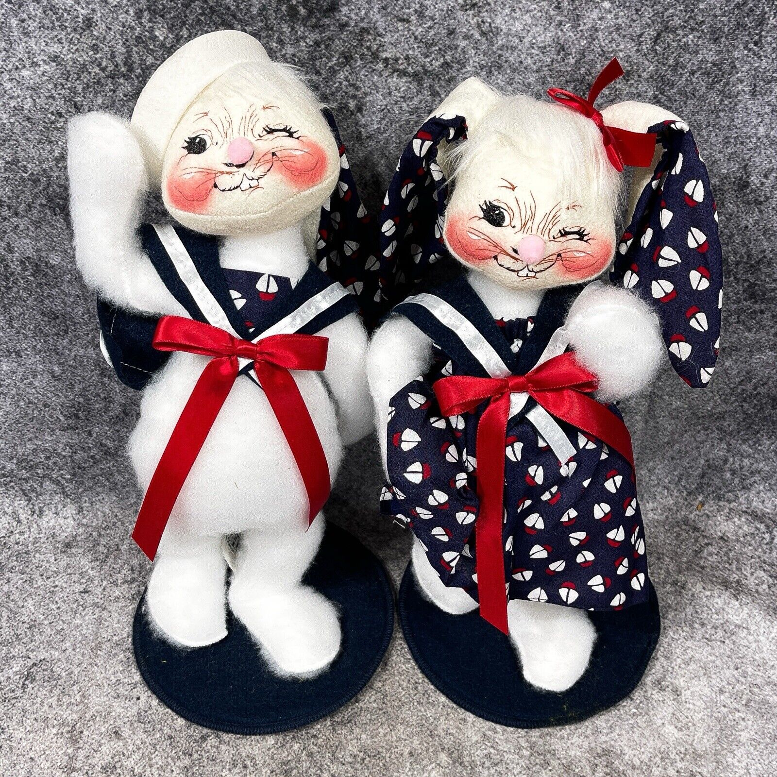 Annalee Dolls Sailor Boy & Girl Bunny Rabbit 12” Dolls Great Condition W Tags