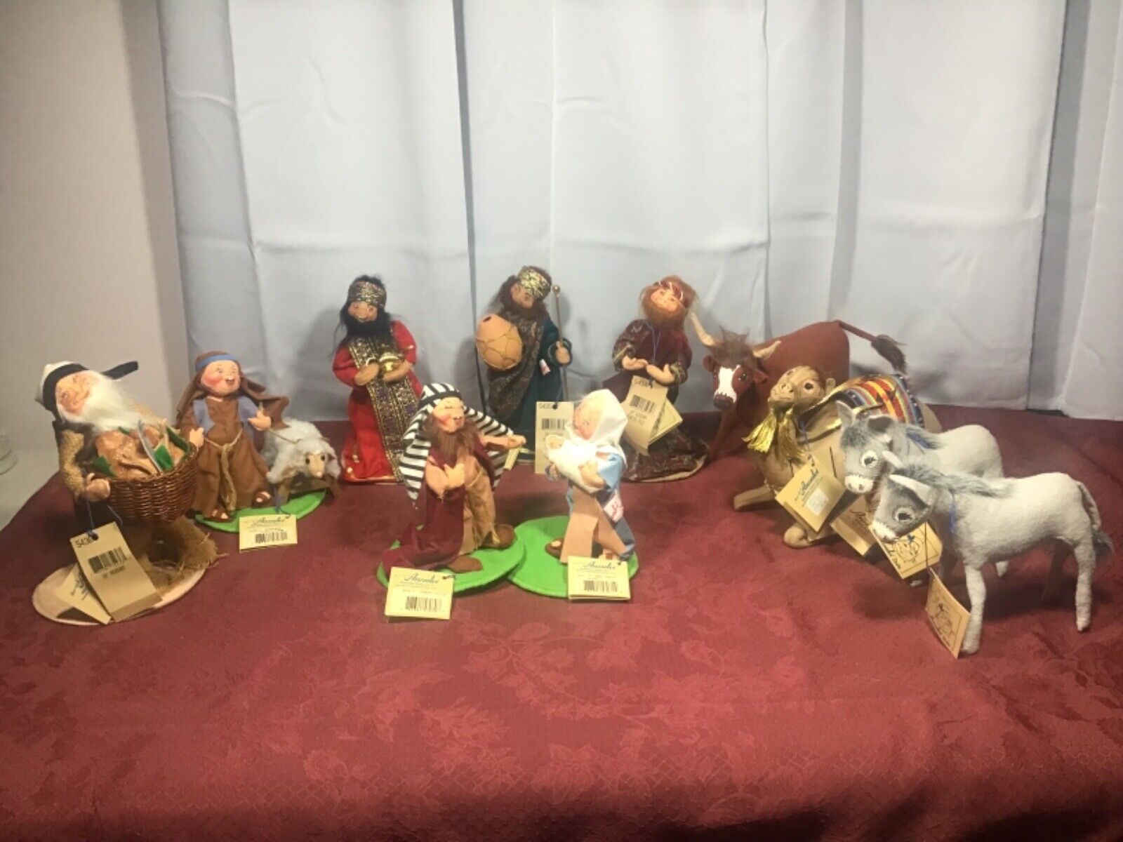 1990's Annalee Nativity Set Jesus Mary Joseph 3 Wisemen  Shepherds and Animals