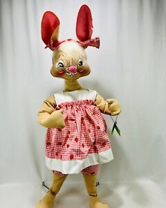 Big Annalee Strawberry Country Girl Easter Bunny Doll Large Store Display Rabbit