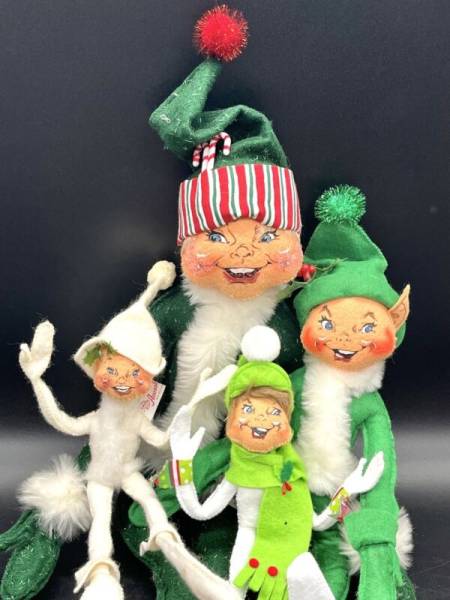 Annalee Elves Lot Of Four (4) Includes: 24”-2005, 13”-2002, 9”-2015, 9”-1957
