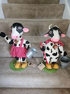 ANNALEE DOLLS HOWIE HOLSTEIN & HANNA HOLSTEIN- RED OUTFITS- 12"- 1998