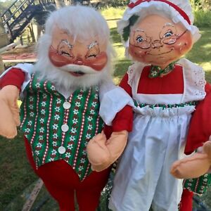 Vintage Annalee Mobilitee Santa and Mrs. Claus Dolls 27" 1983 Poseable Large