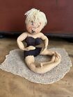 Early ANNALEE MOBILITEE GIRL DOLL~Yarn Hair Brown Bathing Suit, Sand Mat 1960’s