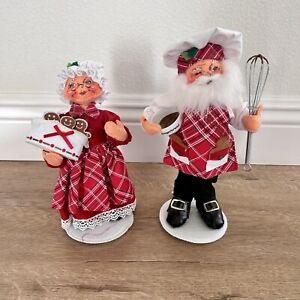 Vintage NWT Annalee Dolls  9” and 10”Sugar & Spice Mrs. Chef Santa Couple