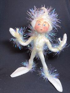 Annalee 10" White Frosty Tinsel Christmas New Years Elf 1997 ~ USA RARE