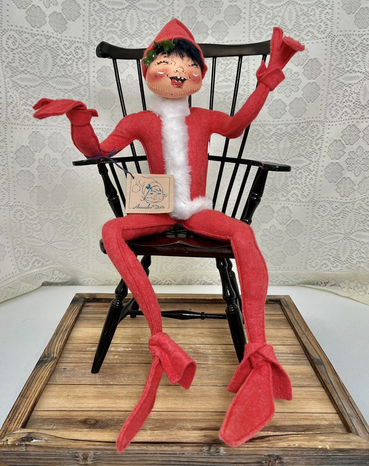 Vintage Annalee Christmas Elf Red Hair Poseable 1988 With Tags USA 30in-34in
