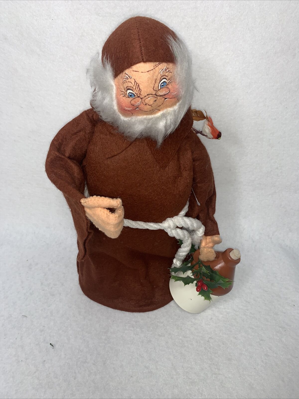 Vintage Annalee Cloth Monk Friar Old Man with Wine Jug Opened Eyes 1981 14"