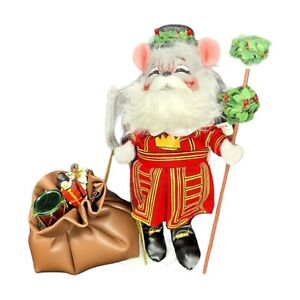 Annalee Christmas Doll British Santa Mouse Crown Uniform Leather Bag RARE 2004