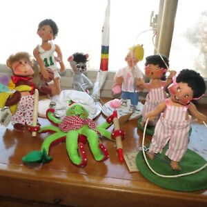 Annalee Dolls Seven Doll Lot Wind Surfer, Octopus Chef, Valentine Monkey, more