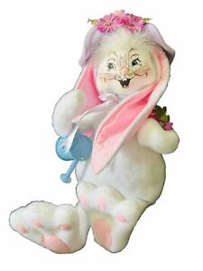 Annalee Dolls 18" Spring Girl Bunny Watering Can White Plush Floppy 16 “ Sitting
