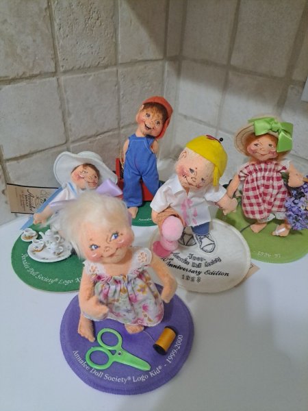 Annalee Doll Society Dolls Lot of 5 Various Years Flower Girl Ice Cream Boy