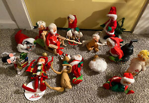 lot of 12 vintage annalee dolls christmas