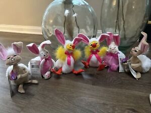 6 Pc Annalee Mobilitee Doll Lot Easter Bunny Rabbit Chick. NWT
