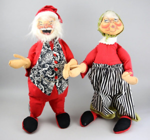 Vintage Annalee Mr & Mrs Santa Claus Christmas Mobilitee Dolls 1970 antique? 28"