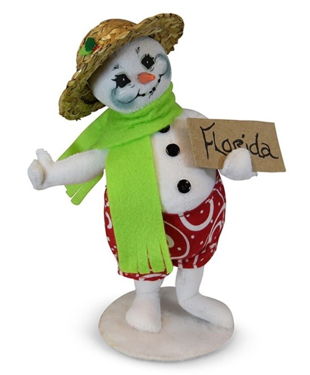 ANNALEE DOLL "HITCHHIKER SNOWMAN" 9" FLORIDA * 560019 * NEW * FREE SHIPPING
