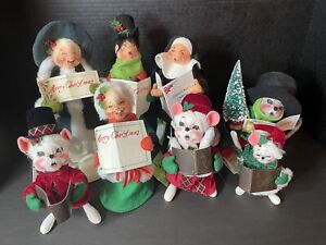 Annalee Christmas Dolls Mice Carolers 2005 Mouse Lot of 8 Various Years in Photo