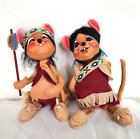 1998 Annalee Indian Mice Boy and Girl SILVER CLOUD & Raindrop w/Tomahawk Dolls