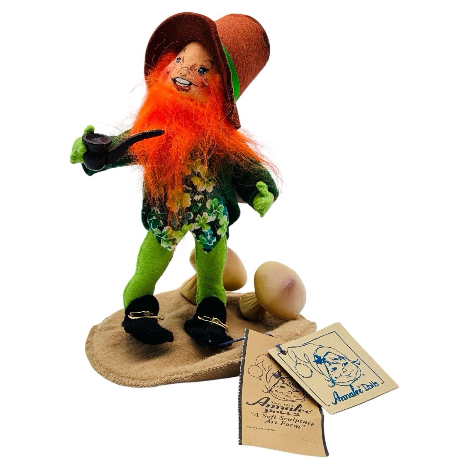 Annalee Lucky The Leprechaun Doll Figure St Patrick’s Day Irish Mushroom 97’ NEW