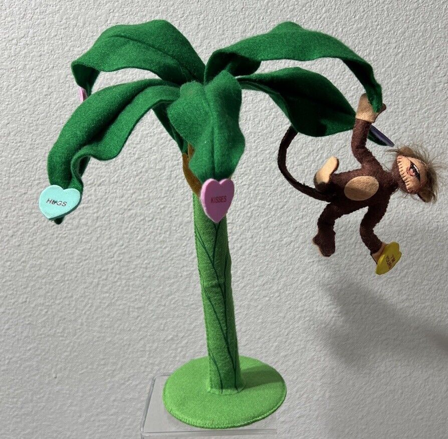 2009 Annalee Valentine’s Day Monkey Banana Palm Tree 12” Tall - FreeUSAship