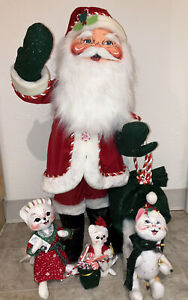 Annalee 2007 Peppermint Waving Santa Claus 30” Large Christmas Doll + Mini’s NWT