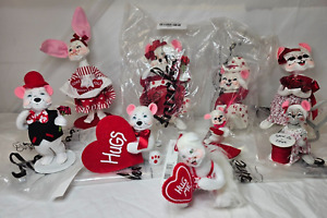 Annalee 9 mixed lot Valentines theme Dolls bunny mouse 3-8” Open Box w tags