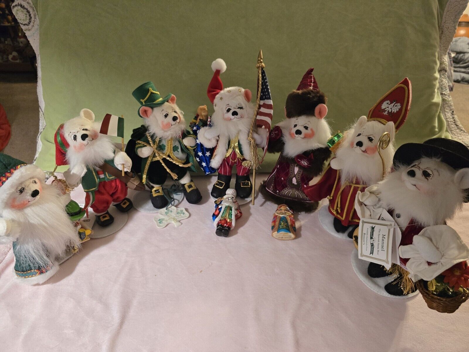 Annalee Boscov Bears Complete Set. Lot of 7 and 3 ornaments. All New With Tags.