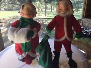 Annalee Santa Claus and Mrs Claus Dolls  1966-1974 / 28” Tall Vintage Cute