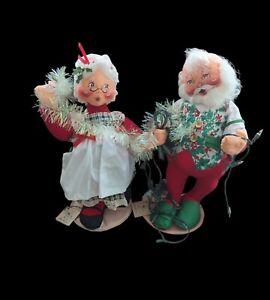 Rare Vintage Lot of 2 Annalee Mobilitee Dolls 1995 Mr And Mrs Santa Claus 18 In