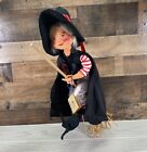 Vtg Annalee Flying Witch On Broom 1989 Halloween Hanging 19"