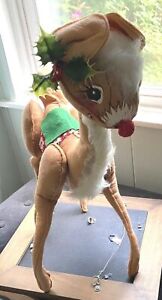 VINTAGE CHRISTMAS RUDOLPH REINDEER DISPLAY ANNALEE DOLLS HAND SEWN 1970