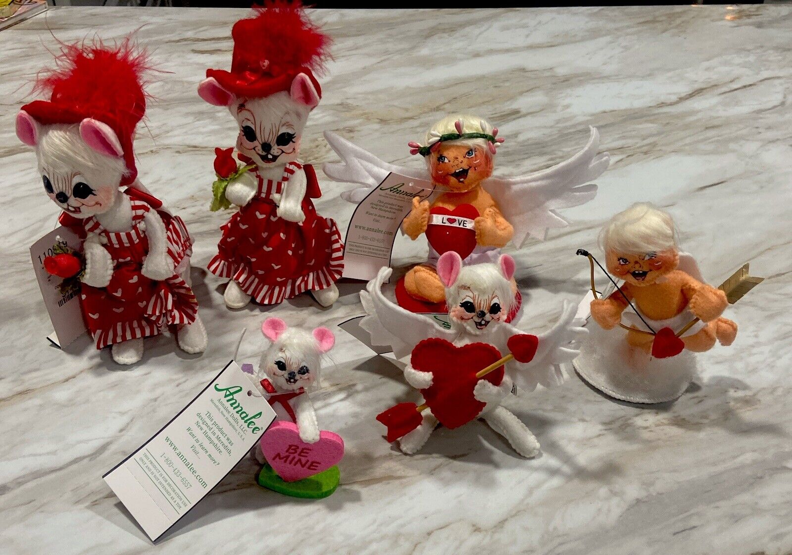 Annalee Dolls Lot Of 6 Valentines Day Dolls Some NWT